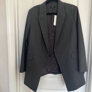 Theory Etiennette Blazer charcoal melange tailor wool size 16 new